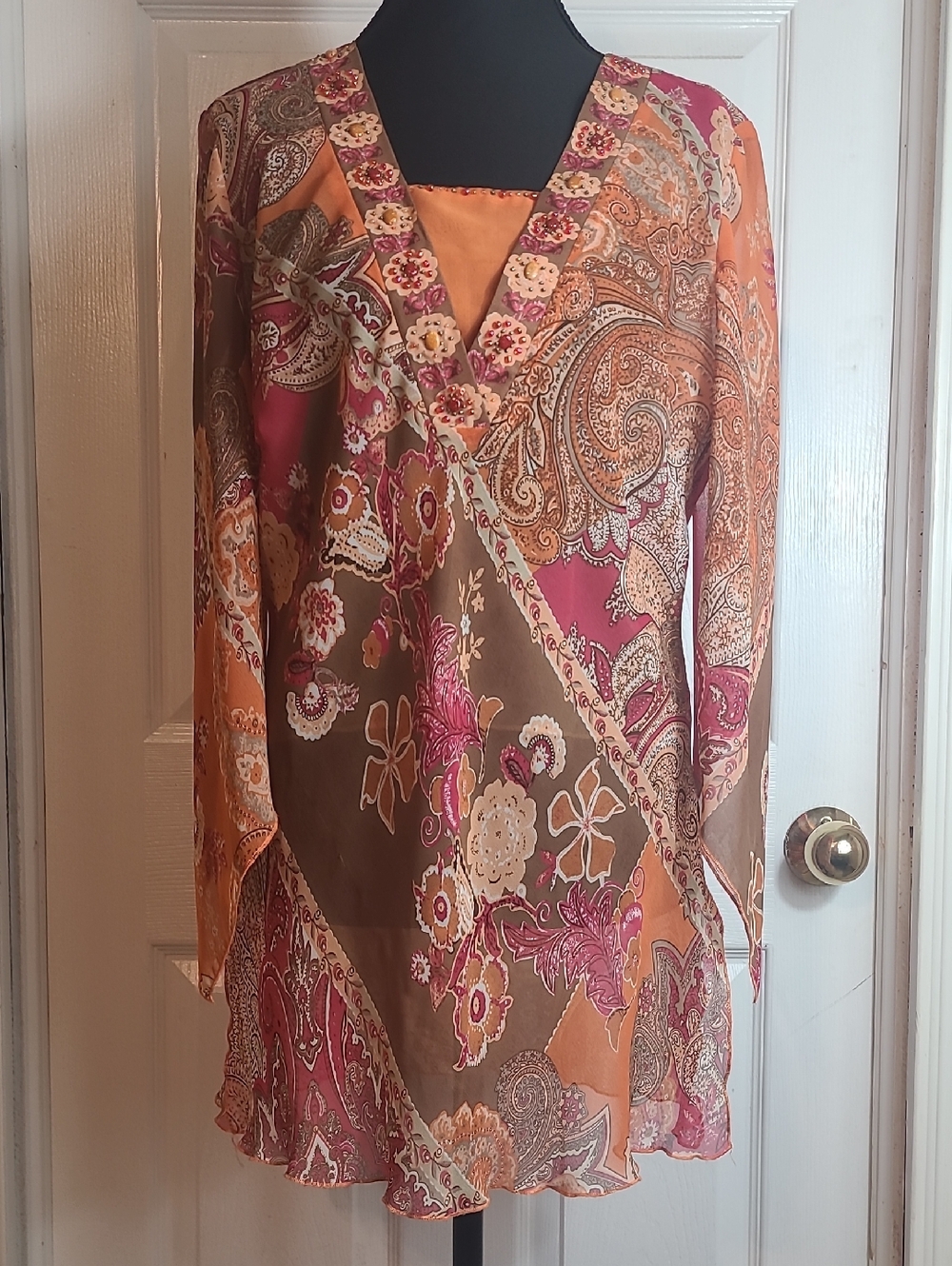 Coldwater Creek Beaded Tunic Blouse